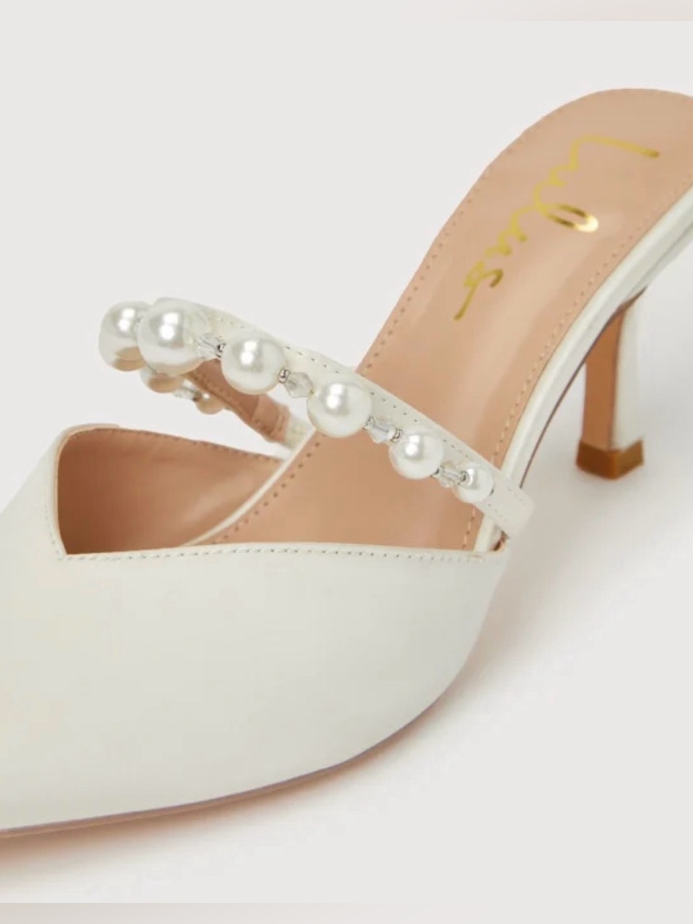 Lulus Daryll White Satin Pearl Pointed-Toe
Mule Pumps - Picture 3 of 12
